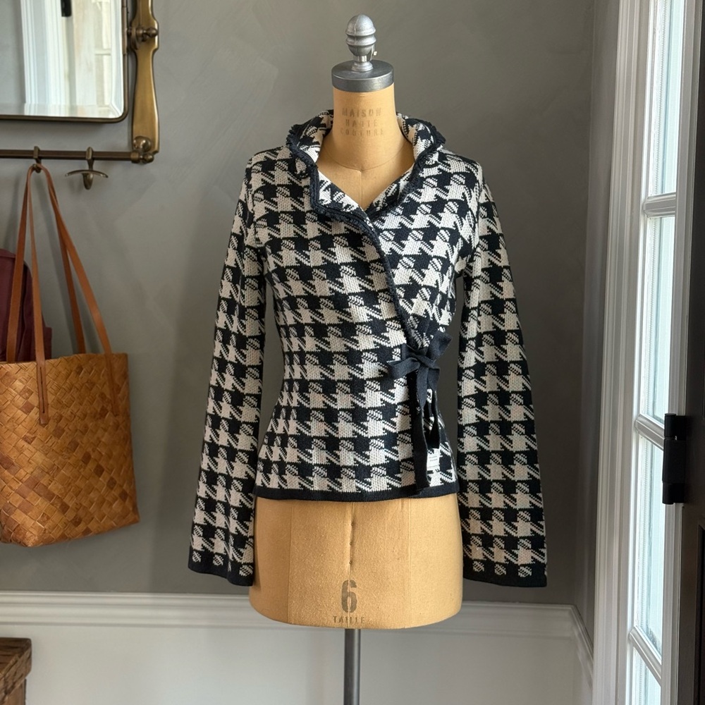 Odd Molly Black and White Houndstooth Blazer